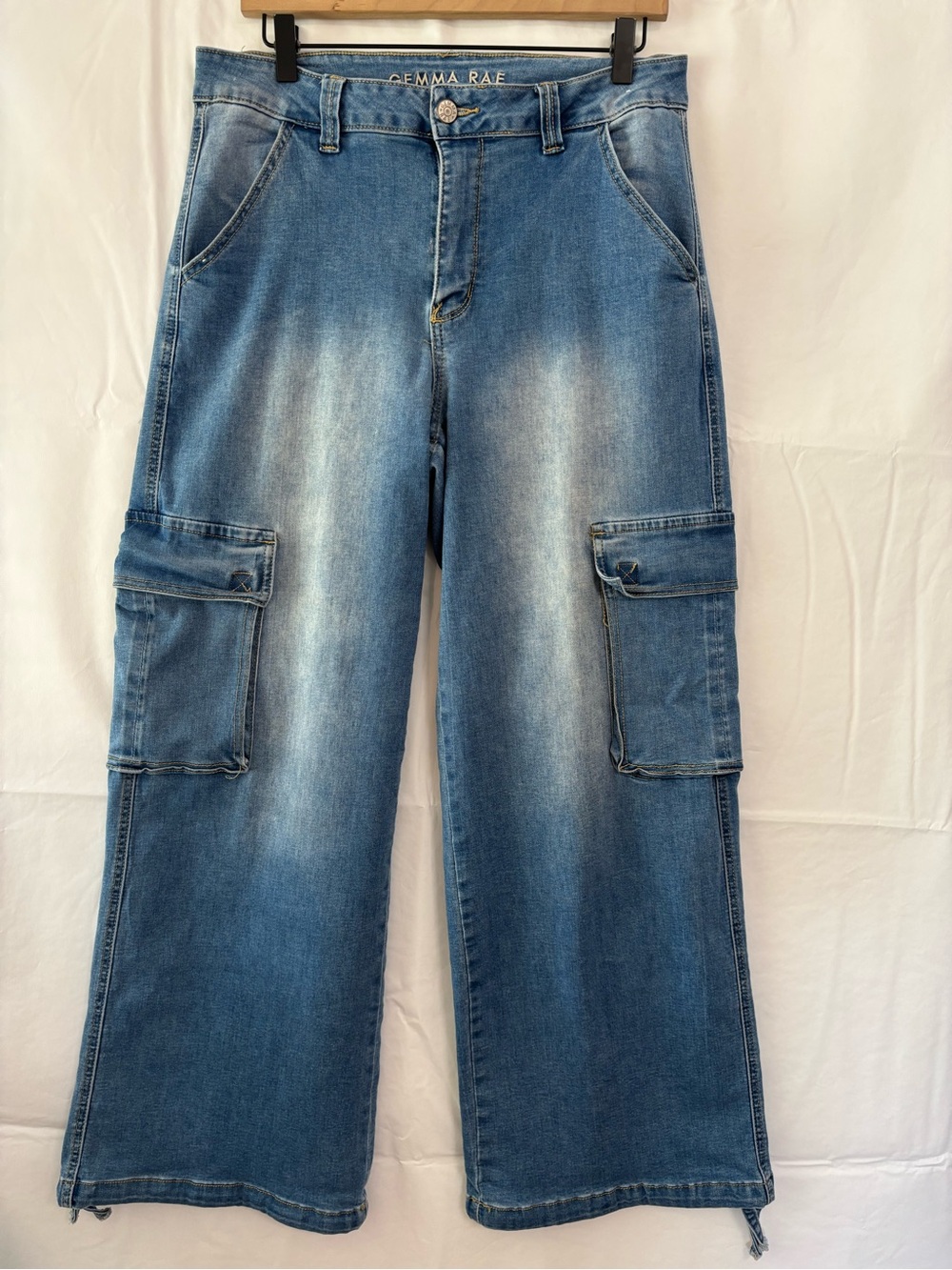 GEMMA RAE Wide Leg Cargo Jeans Size 11